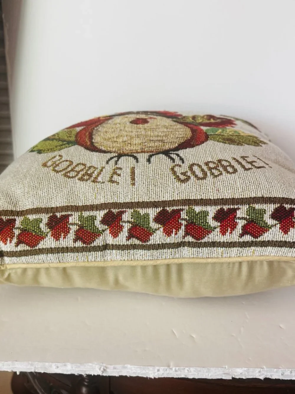 Turkey Gobble Gobble Woven Tapestry Throw Pillow 16x16